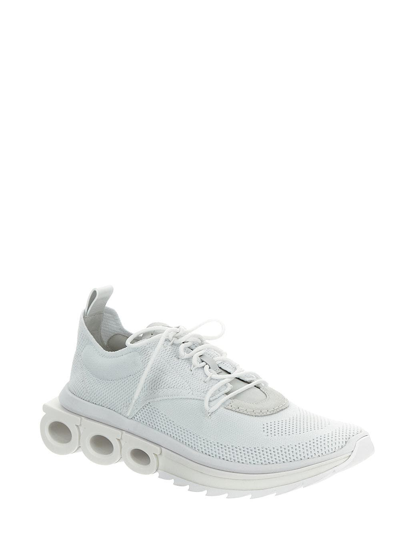 Shop Ferragamo Nima Knit Sneakers In White