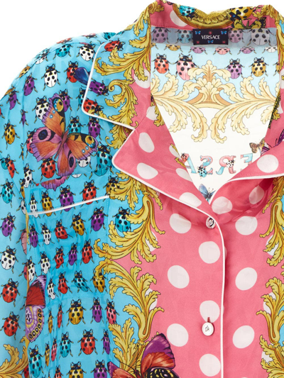 Shop Versace Butterflies Silk Blend Shirt In Multicolor