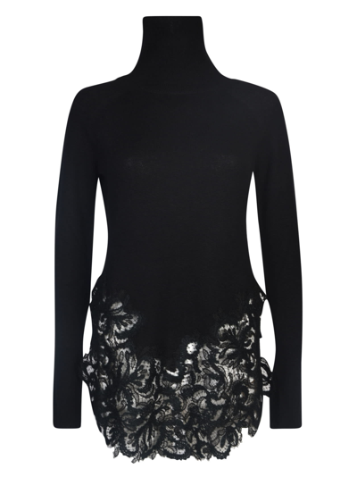 Shop Ermanno Scervino Lace Paneled Turtleneck Pullover In Black