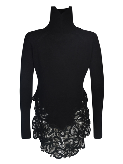 Shop Ermanno Scervino Lace Paneled Turtleneck Pullover In Black