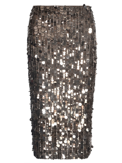 Shop P.a.r.o.s.h Paillettes Embellished Skirt In Bronze