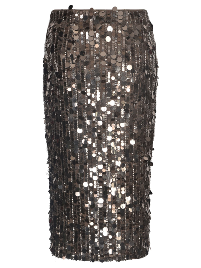 Shop P.a.r.o.s.h Paillettes Embellished Skirt In Bronze