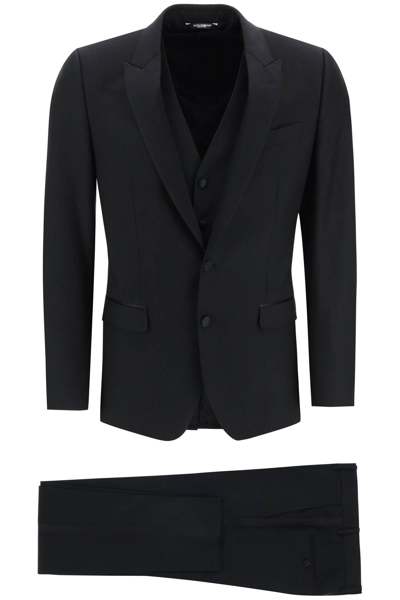 Shop Dolce & Gabbana Martini Fit 3-piece Tuxedo Suit Men In Black