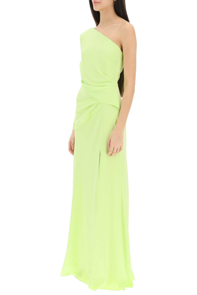 Shop Roland Mouret Asymmetric Stretch Silk Gown With Cut-out Detail Women In Green