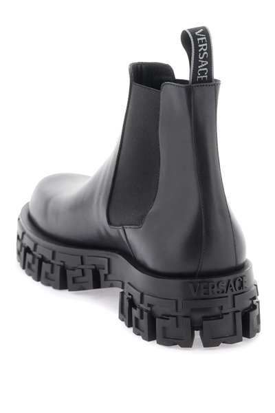 Shop Versace 'greca Portico' Chelsea Boots Men In Black
