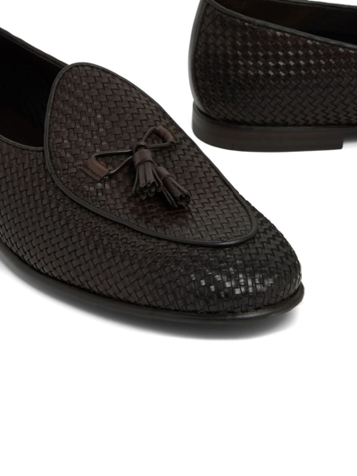 Shop Barrett Interwoven Leather Loafers In Black