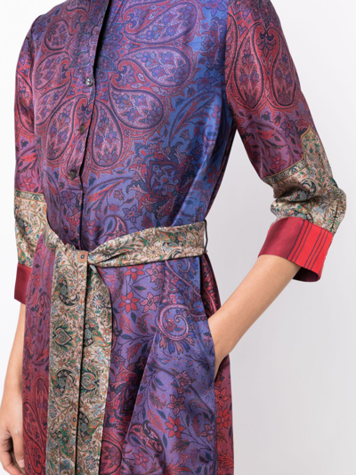 Shop Pierre-louis Mascia Graphic-print Silk Shirt Dress In Purple