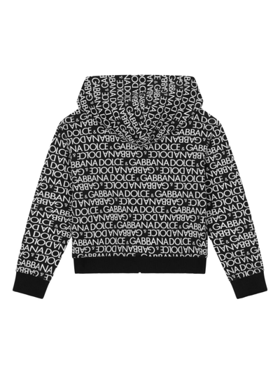 Shop Dolce & Gabbana Logo-print Zip-up Hoodie In Black