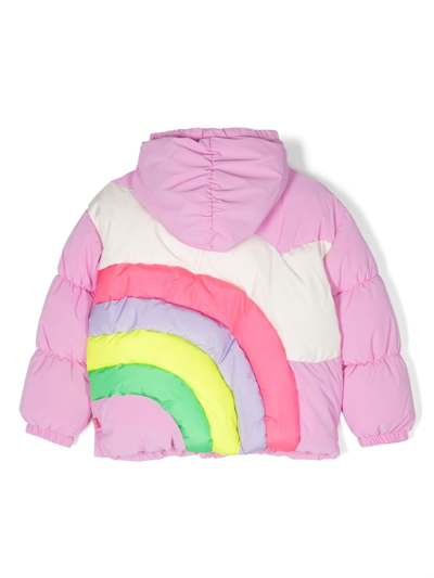 Shop Billieblush Rainbow Hooded Puffer Jacket In Pink