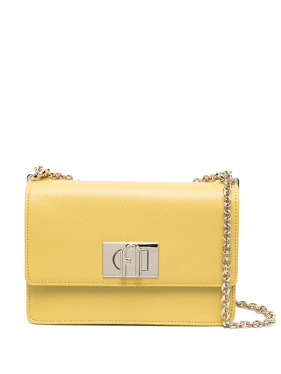 Shop Furla Logo-buckle Shoulder Bag In Yellow