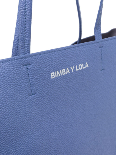 Shop Bimba Y Lola Large Shopper Leather Tote Bag In Blue