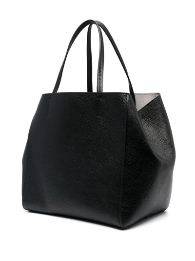 Shop Bimba Y Lola Large Shopper Leather Tote Bag In Black