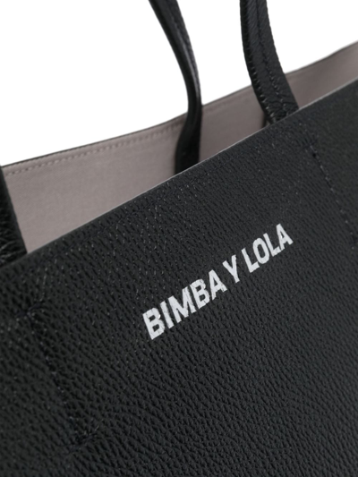 Shop Bimba Y Lola Large Shopper Leather Tote Bag In Black