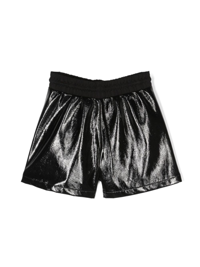 Shop Dkny Logo-tag High-shine Shorts In Black