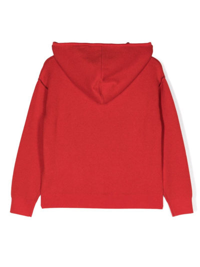 Shop Hugo Logo-print Long-sleeved Hoodie In Red