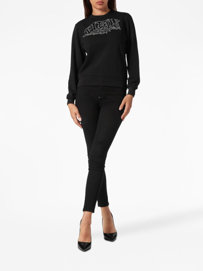 Shop Philipp Plein Logo-embellished Cotton Sweatshirt In Black