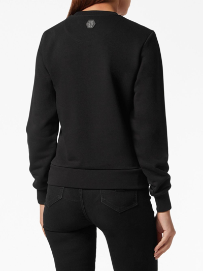 Shop Philipp Plein Logo-embellished Cotton Sweatshirt In Black