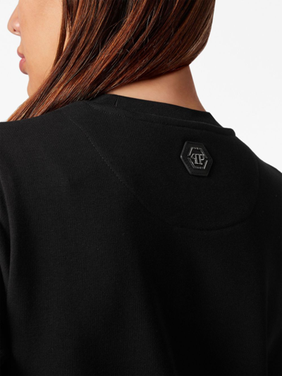 Philipp Plein Logo-embellished Cotton Sweatshirt In Black