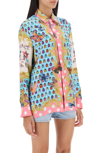 Shop Versace Shirt In Printed Silk Women In Multicolor