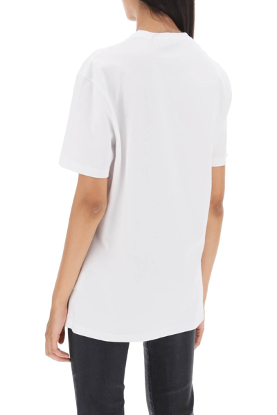 Shop Versace T-shirt With Logo Embroidery Women In White