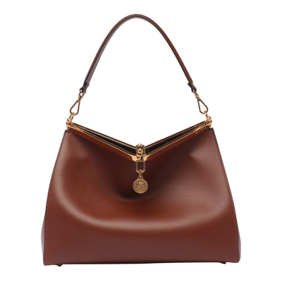 Shop Etro Vela Pegaso Motif Large Shoulder Bag In Brown