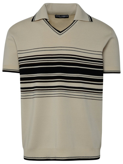 Shop Dolce & Gabbana Striped Knitted Polo Top In Multi