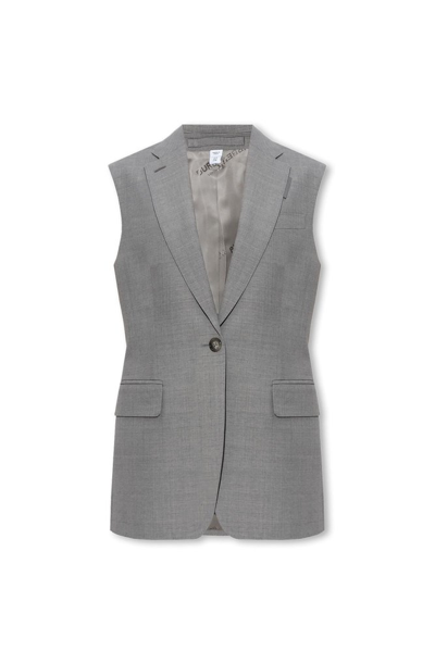 Shop Burberry Aurelie Single Breasted Tailored Vest In Grey