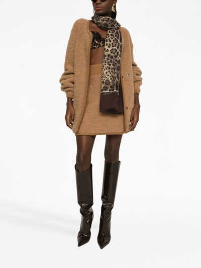 Shop Dolce & Gabbana Leopard-print Silk Scarf In Brown