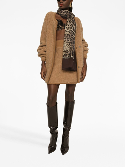 Dolce & Gabbana Leopard-print Silk Scarf In Brown