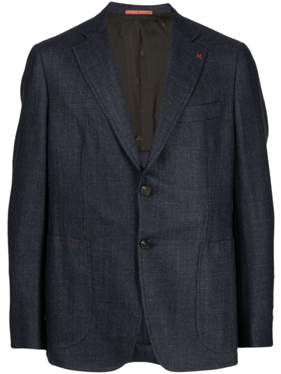 Shop Isaia Brooch-detail Single-breasted Blazer In Blue