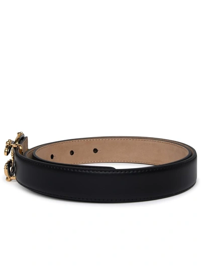 Shop Dolce & Gabbana Black Leather Dg Belt