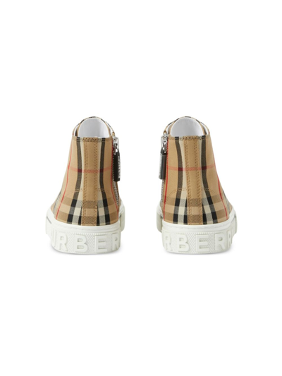 Shop Burberry Vintage Check-print Cotton Sneakers In Brown