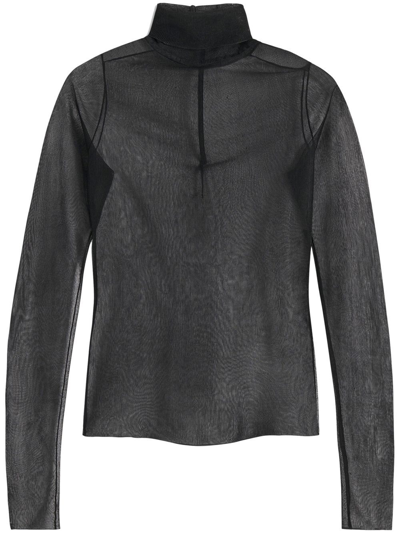 Shop Victoria Beckham Roll-neck Sheer Blouse In Black