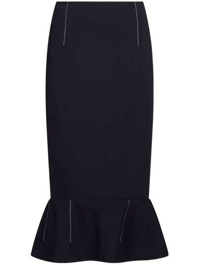 Shop Marni Flounce-hem Pencil Skirt In Black