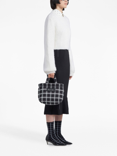 Marni Contrast-stitching Peplum-hem Skirt In Black