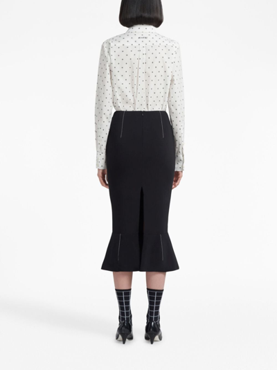 Marni Contrast-stitching Peplum-hem Skirt In Black
