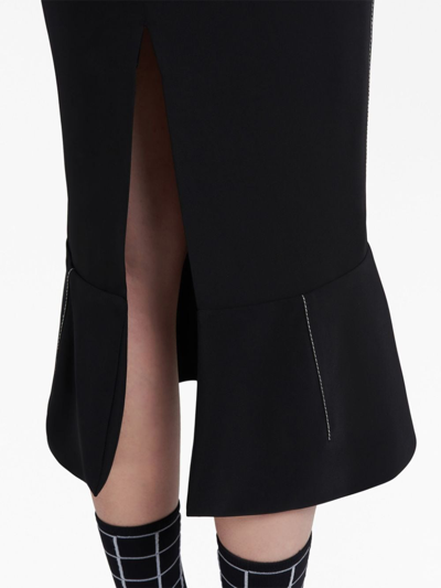 Marni Contrast-stitching Peplum-hem Skirt In Black