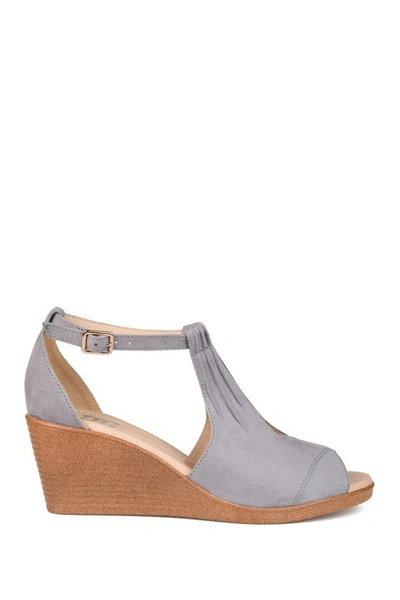 Shop Journee Collection Kedzie Wedge Sandal In Grey