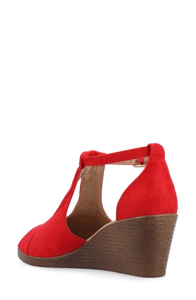 Journee Collection Womens Kedzie Medium And Wide Width Buckle Open Toe Wedge In Red