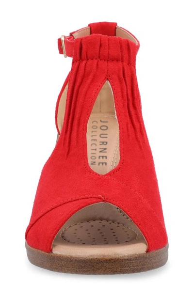 Journee Collection Womens Kedzie Medium And Wide Width Buckle Open Toe Wedge In Red