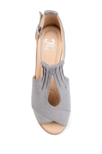 Shop Journee Collection Kedzie Wedge Sandal In Grey