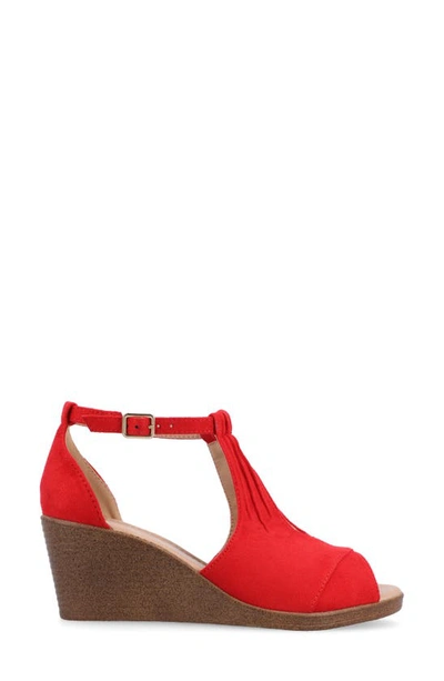 Journee Collection Womens Kedzie Medium And Wide Width Buckle Open Toe Wedge In Red