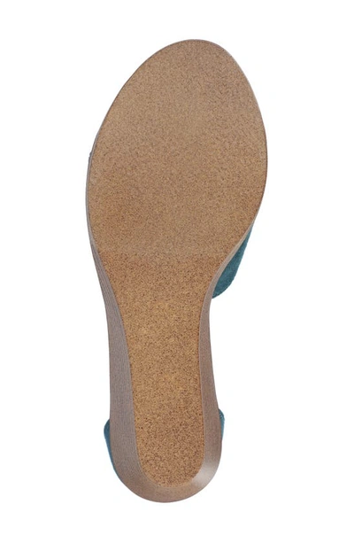 Journee Collection Womens Kedzie Medium And Wide Width Buckle Open Toe Wedge In Blue-green