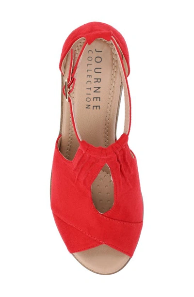 Journee Collection Womens Kedzie Medium And Wide Width Buckle Open Toe Wedge In Red