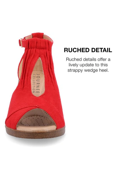 Journee Collection Womens Kedzie Medium And Wide Width Buckle Open Toe Wedge In Red
