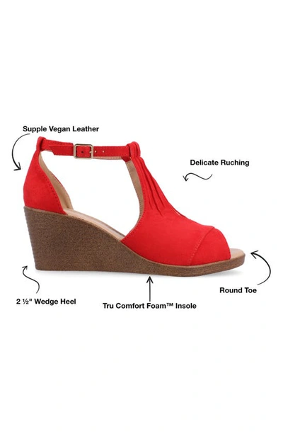 Journee Collection Womens Kedzie Medium And Wide Width Buckle Open Toe Wedge In Red