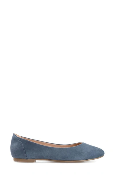 Journee Collection Womens Kavn Medium And Wide Width Comfort Insole Slip On Round Toe Ballet Flats In Blue