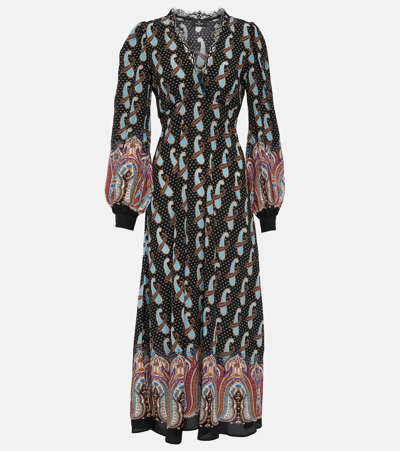 Shop Etro Paisley Silk Midi Dress In Multicoloured