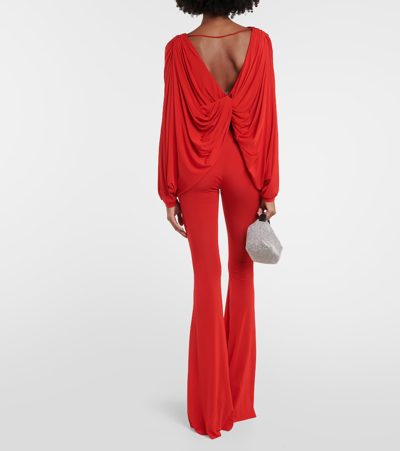 Giuseppe Di Morabito Floral-appliqué Draped Jersey Top In Red