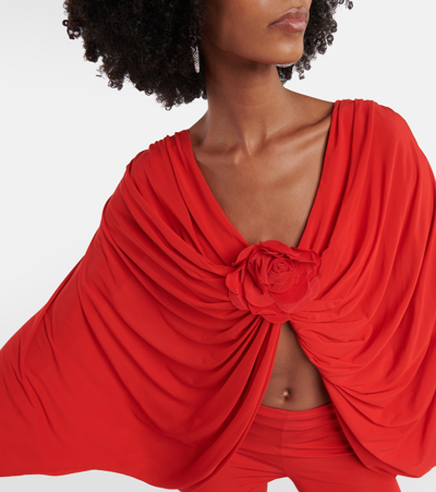 Giuseppe Di Morabito Floral-appliqué Draped Jersey Top In Red